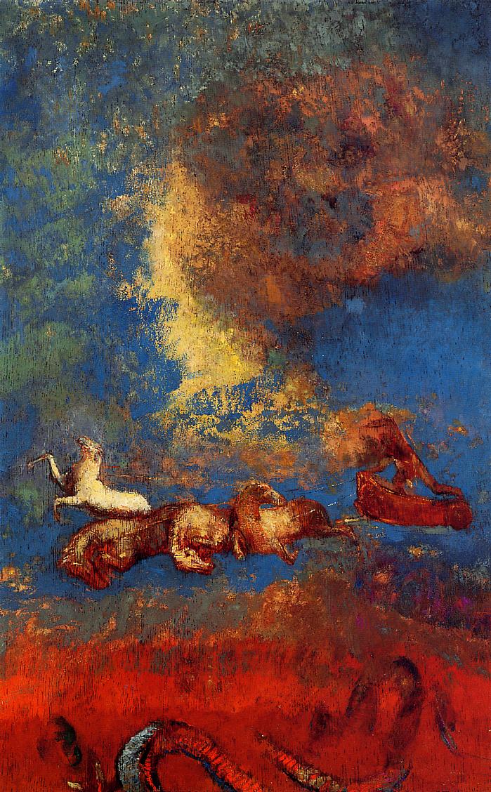 (image for) Handmade Oil painting for home canvas, oil painting framed canvas for living room Odilon Redon's art Apollo's Chariot
